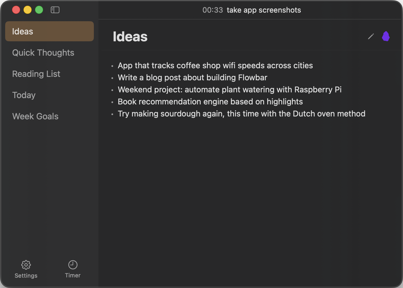 Notes view